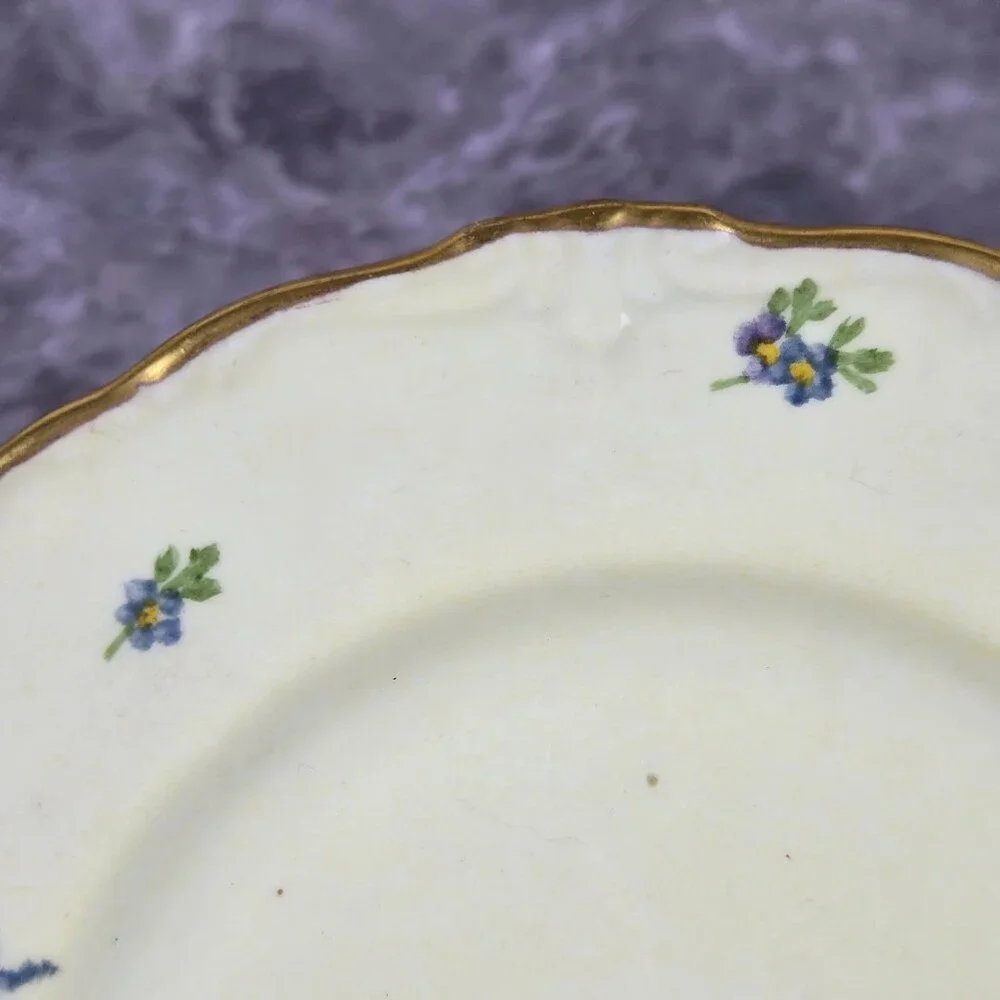 Vintage Porcelain 3 Piece Set Cup, Saucer, Snack Plate Floral Pattern Gold Trim